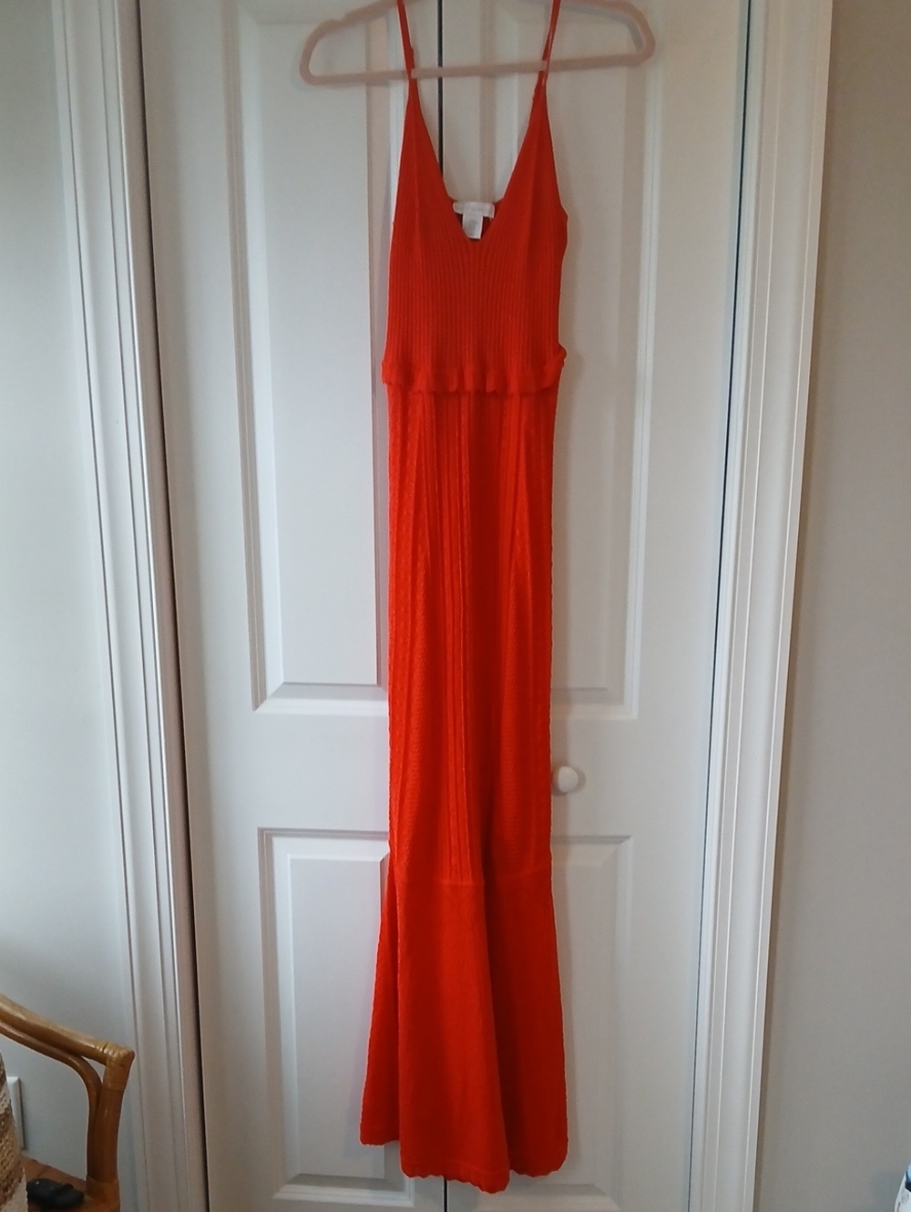 House Of Harlow Red Orange Knit Crochet Maxi Dress Size XS GUC